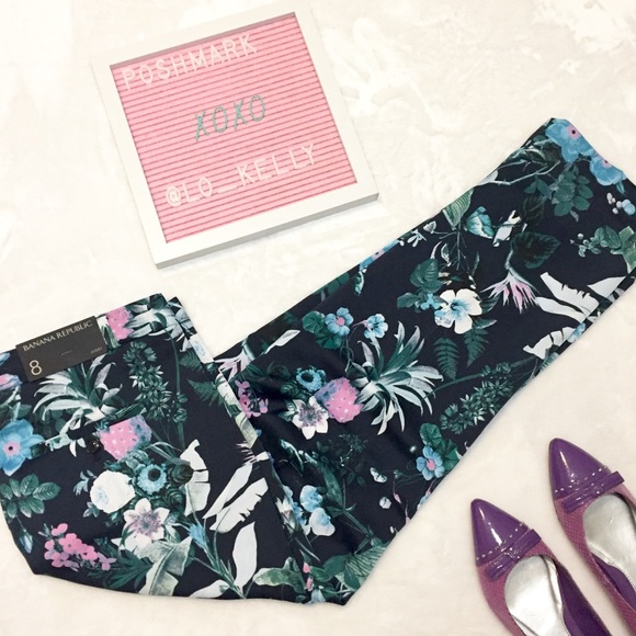 Banana Republic Pants - Banana Republic Avery Pants Floral Pineapple Satin